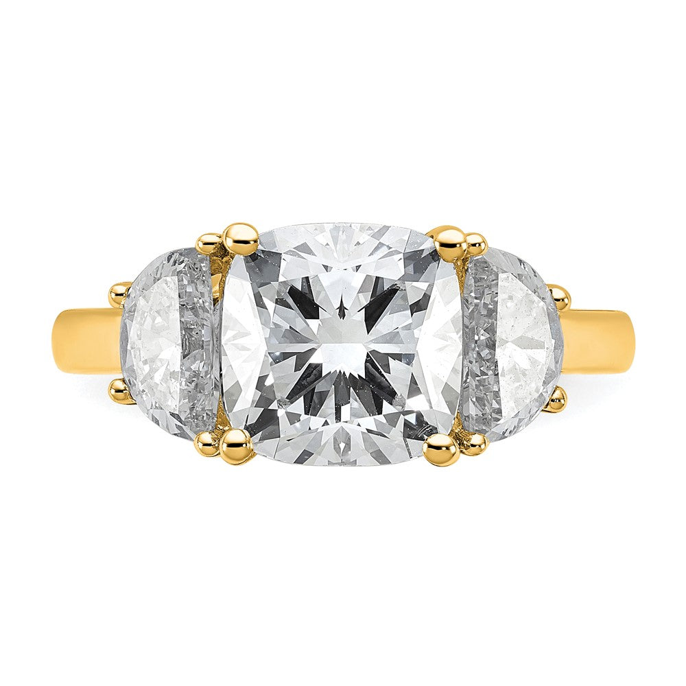 14k 1ct Lab Grown Diamond VS/SI+ G+ Half Moon&3ct Cushion Semi Eng Ring