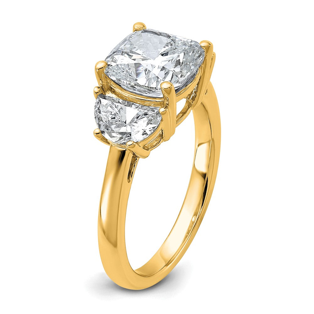 14k 1ct Lab Grown Diamond VS/SI+ G+ Half Moon&3ct Cushion Semi Eng Ring