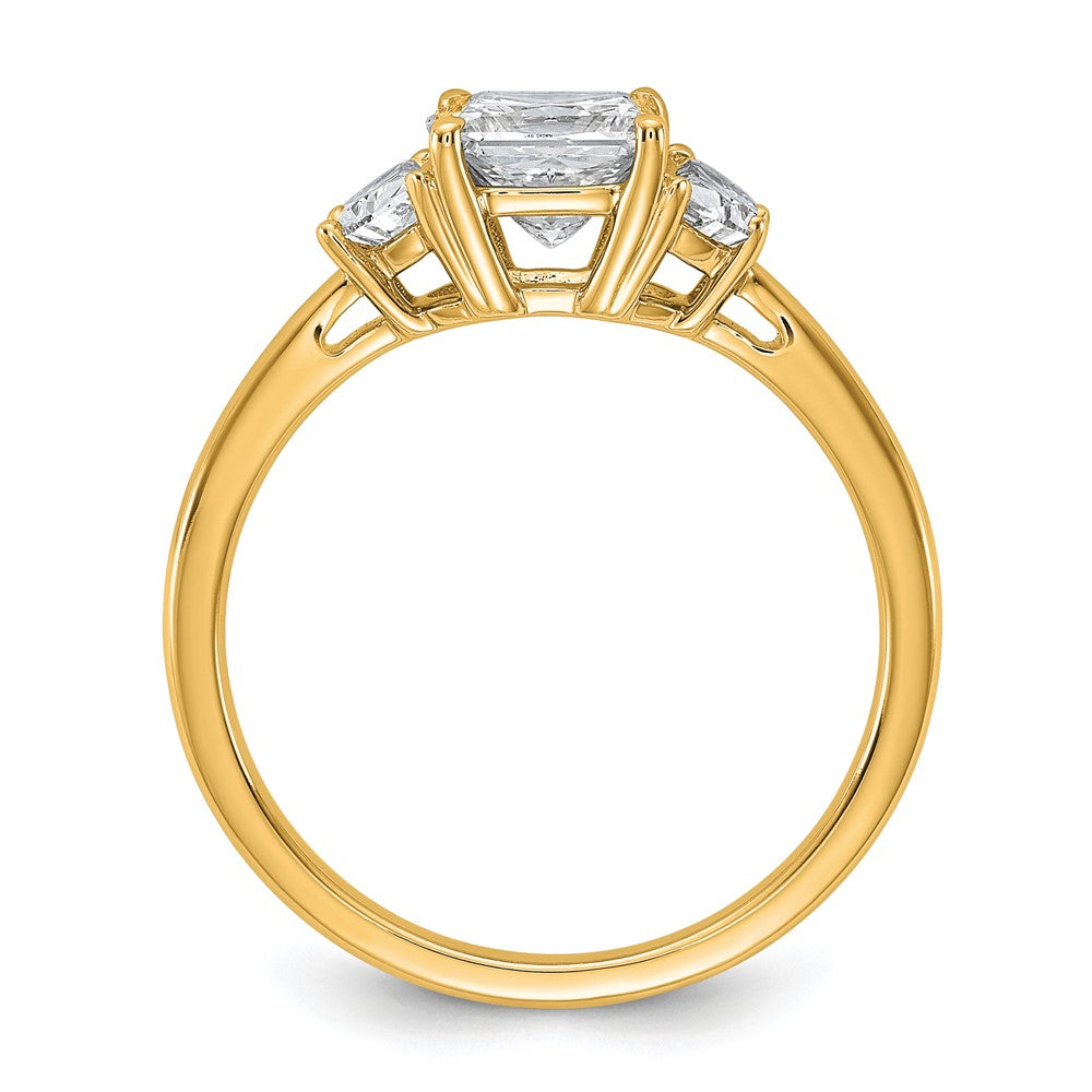 14k 1 3/8ct Cert Lab Grown Diamond VS+ F+ Princess&1/2 Moon Comp Eng Ring