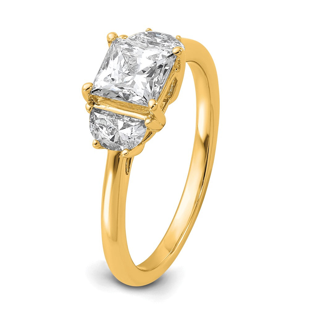 14k 1 3/8ct Cert Lab Grown Diamond VS+ F+ Princess&1/2 Moon Comp Eng Ring