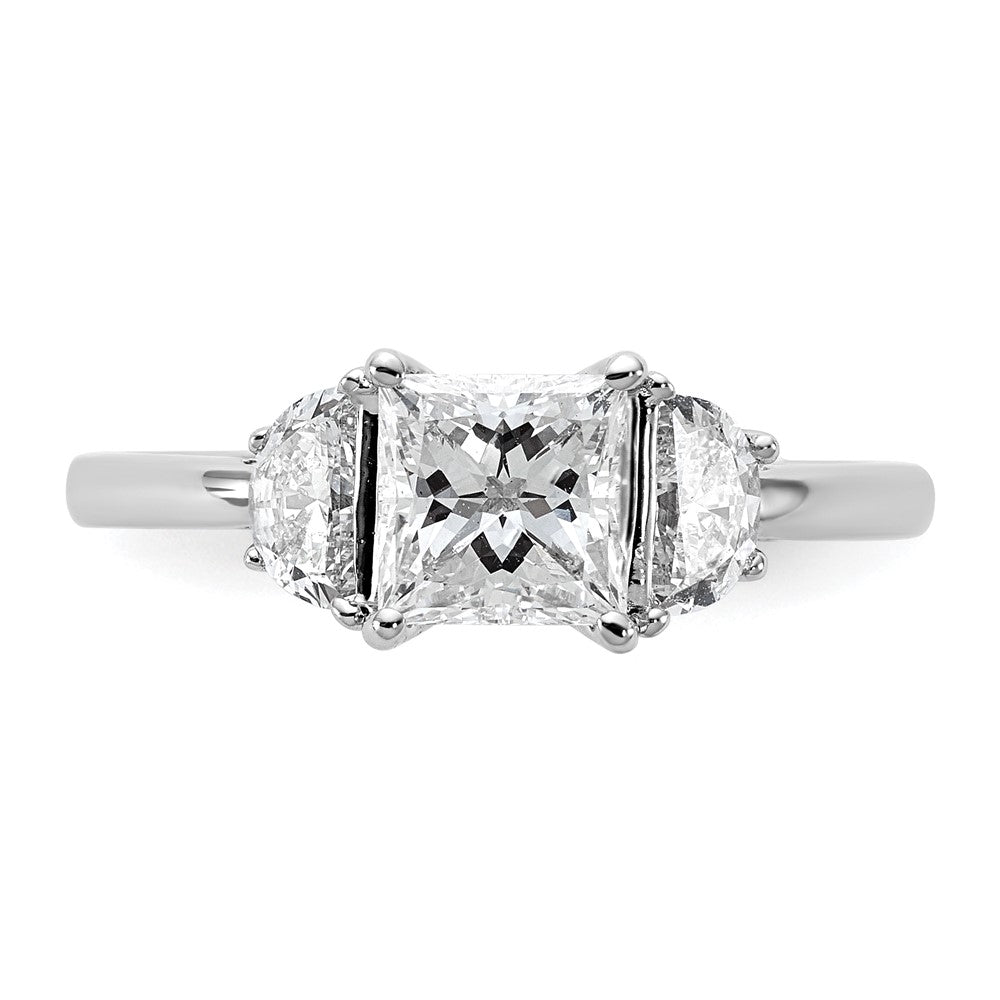 14kw 3/8ct Lab Grown Diamond VS+ F+ 1/2 Moon 1ct Princess Semi Eng Ring