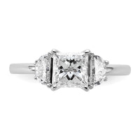 14kw 3/8ct Lab Grown Diamond VS+ F+ 1/2 Moon 1ct Princess Semi Eng Ring