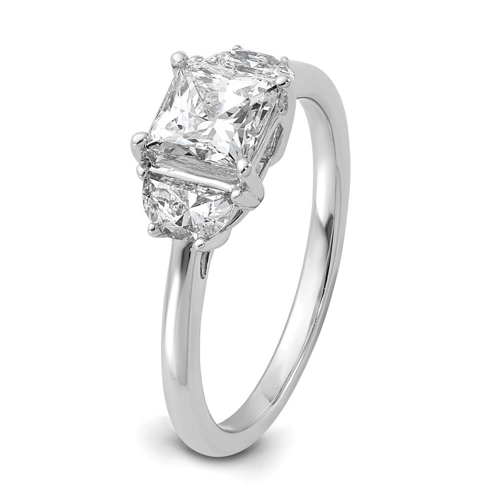 14kw 3/8ct Lab Grown Diamond VS+ F+ 1/2 Moon 1ct Princess Semi Eng Ring