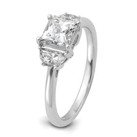 14kw 3/8ct Lab Grown Diamond VS+ F+ 1/2 Moon 1ct Princess Semi Eng Ring