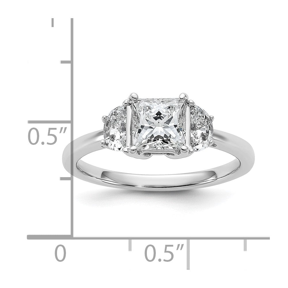 14kw 3/8ct Lab Grown Diamond VS+ F+ 1/2 Moon 1ct Princess Semi Eng Ring