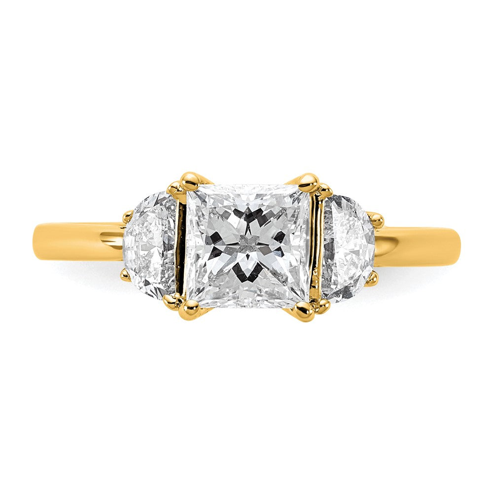 14k 3/8ct Lab Grown Diamond VS/SI+ G+ 1/2 Moon 1ct Princess Semi Eng Ring