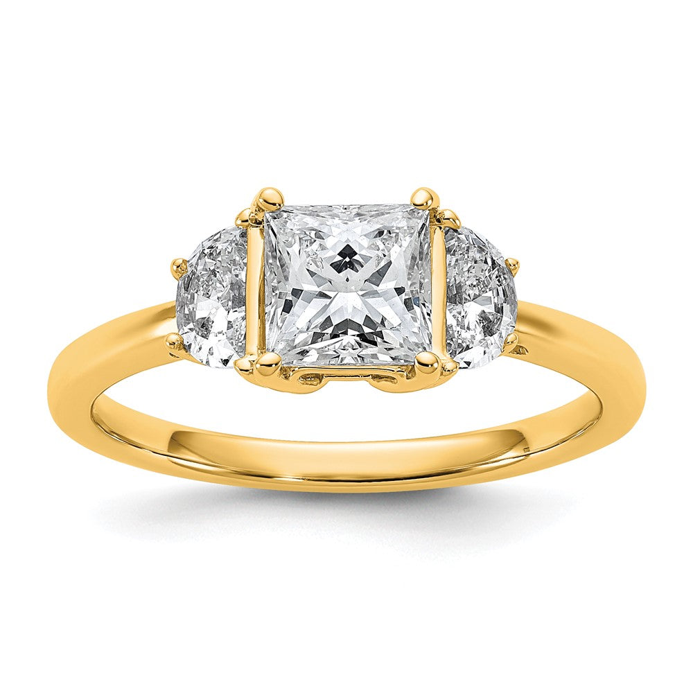 14k 3/8ct Lab Grown Diamond VS/SI+ G+ 1/2 Moon 1ct Princess Semi Eng Ring