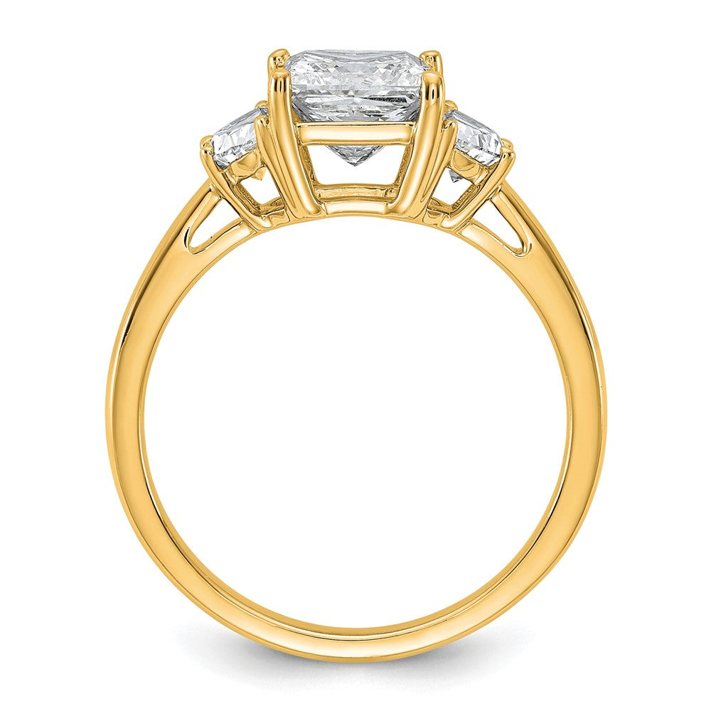 14k 2ct Cert Lab Grown Diamond VS/SI+ G+ Princess&1/2 Moon Comp Eng Ring