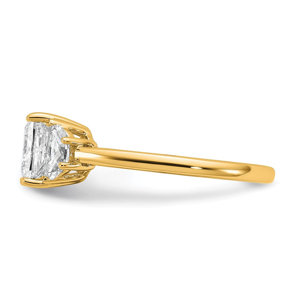 14k 2ct Cert Lab Grown Diamond VS/SI+ G+ Princess&1/2 Moon Comp Eng Ring