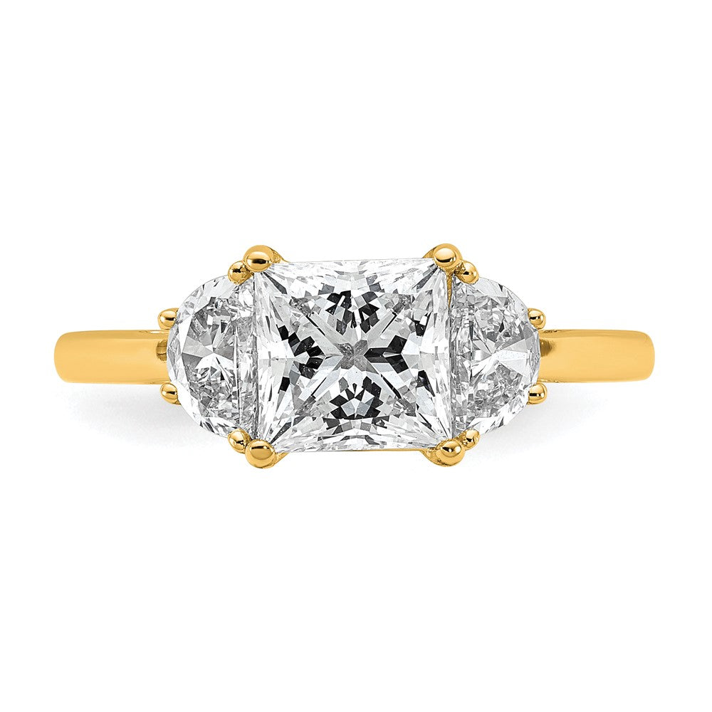 14k 2ct Cert Lab Grown Diamond VS/SI+ G+ Princess&1/2 Moon Comp Eng Ring