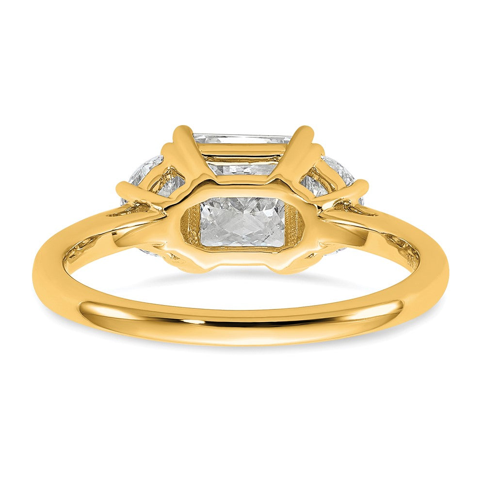 14k 2ct Cert Lab Grown Diamond VS/SI+ G+ Princess&1/2 Moon Comp Eng Ring