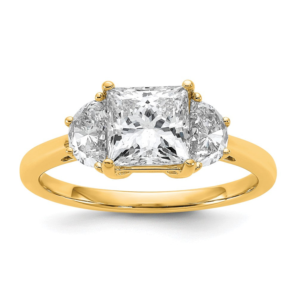 14k 2ct Cert Lab Grown Diamond VS+ F+ Princess&1/2 Moon Comp Eng Ring