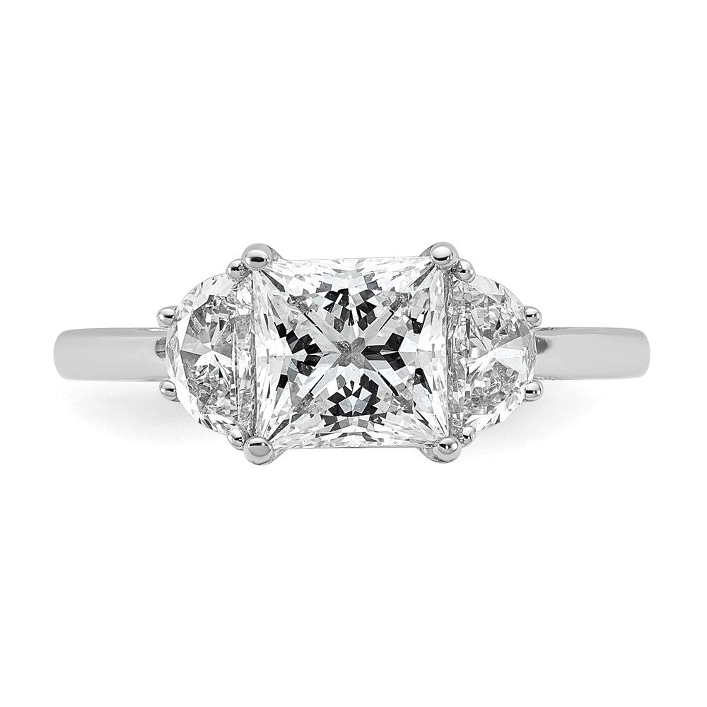 14kw 1/2ct Lab Grown Dia VS+ F+ 1/2 Moon 1 1/2ct Princess Semi Eng Ring