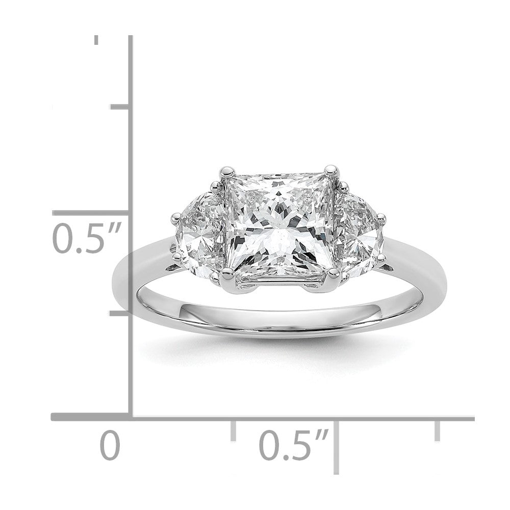 14kw 1/2ct Lab Grown Dia VS/SI+ G+ 1/2 Moon 1 1/2ct Princess Semi Eng Ring