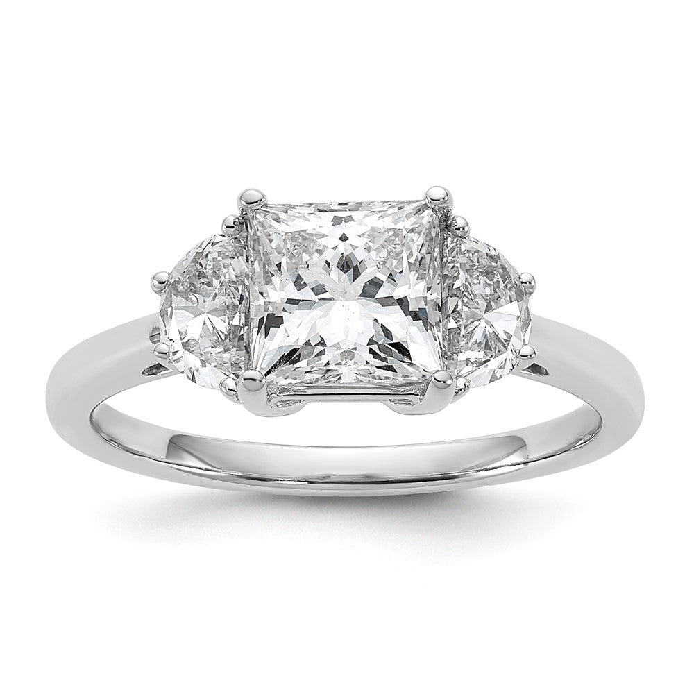14kw 1/2ct Lab Grown Dia VS+ F+ 1/2 Moon 1 1/2ct Princess Semi Eng Ring