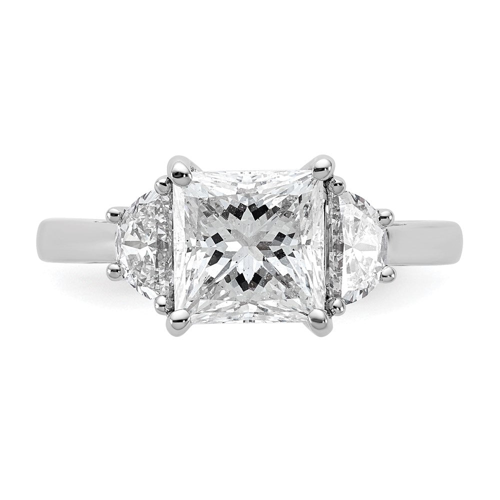 14kw 2 1/2ct Cert Lab Grown Dia VS+ F+ Princess&1/2 Moon Comp Eng Ring
