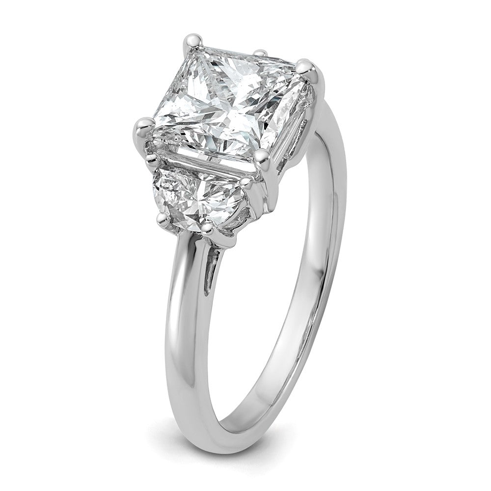 14kw 2 1/2ct Cert Lab Grown Dia VS+ F+ Princess&1/2 Moon Comp Eng Ring