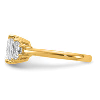 14k 2 1/2ct Cert Lab Grown Dia VS+ F+ Princess&1/2 Moon Comp Eng Ring