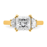 14k 2 1/2ct Cert Lab Grown Dia VS/SI+ G+ Princess&1/2 Moon Comp Eng Ring