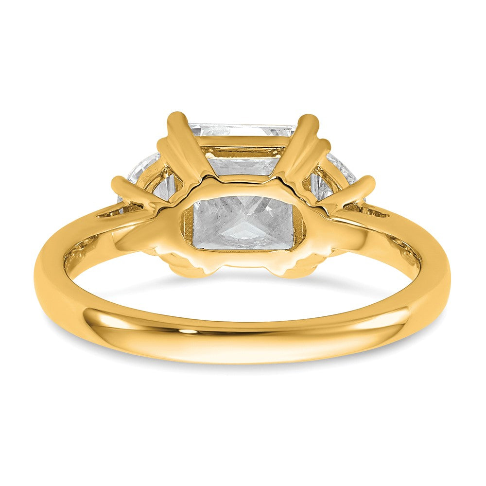 14k 2 1/2ct Cert Lab Grown Dia VS/SI+ G+ Princess&1/2 Moon Comp Eng Ring