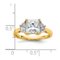 14k 2 1/2ct Cert Lab Grown Dia VS+ F+ Princess&1/2 Moon Comp Eng Ring