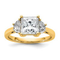 14k 2 1/2ct Cert Lab Grown Dia VS+ F+ Princess&1/2 Moon Comp Eng Ring