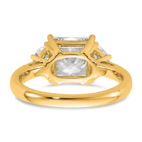 14k 3 1/8ct Cert Lab Grown Dia VS+ F+ Princess&1/2 Moon Comp Eng Ring