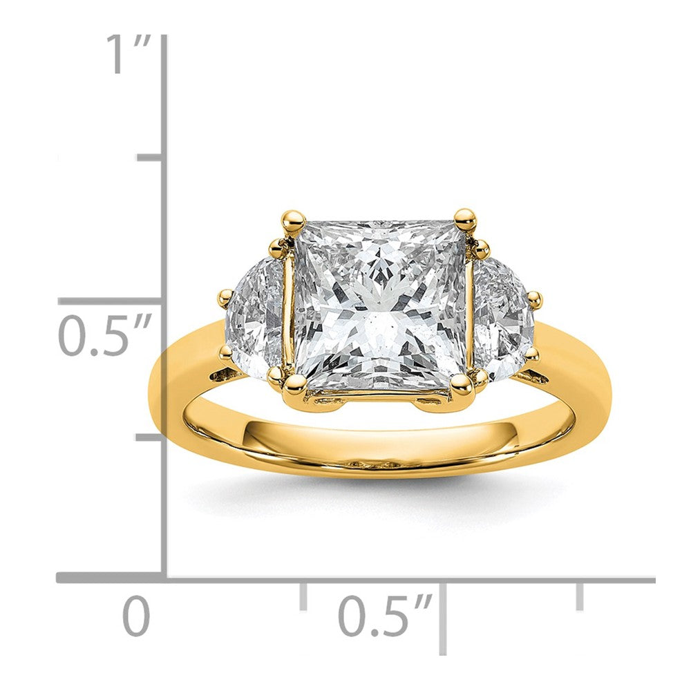 14k 3 1/8ct Cert Lab Grown Dia VS+ F+ Princess&1/2 Moon Comp Eng Ring