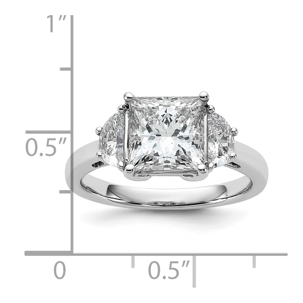 14kw 5/8ct Lab Grown Dia VS+ F+ 1/2 Moon 2 1/2ct Princess Semi Eng Ring