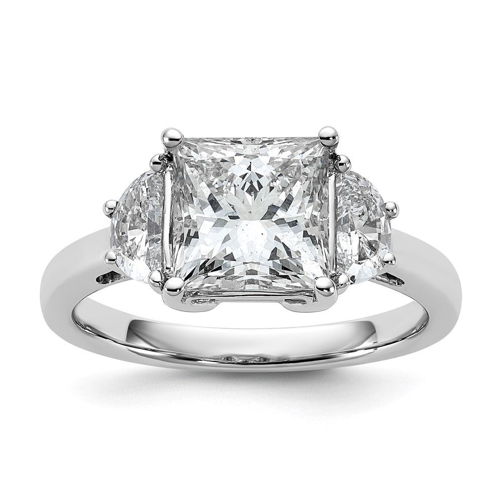 14kw 5/8ct Lab Grown Dia VS+ F+ 1/2 Moon 2 1/2ct Princess Semi Eng Ring