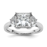 14kw 5/8ct Lab Grown Dia VS+ F+ 1/2 Moon 2 1/2ct Princess Semi Eng Ring