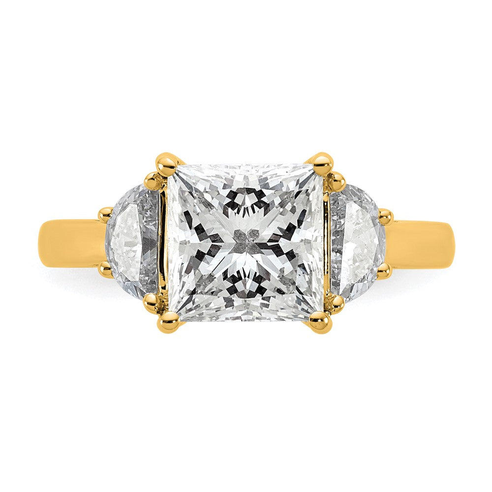 14k 5/8ct Lab Grown Diamond VS+ F+ 1/2 Moon 2 1/2ct Princess Semi Eng Ring