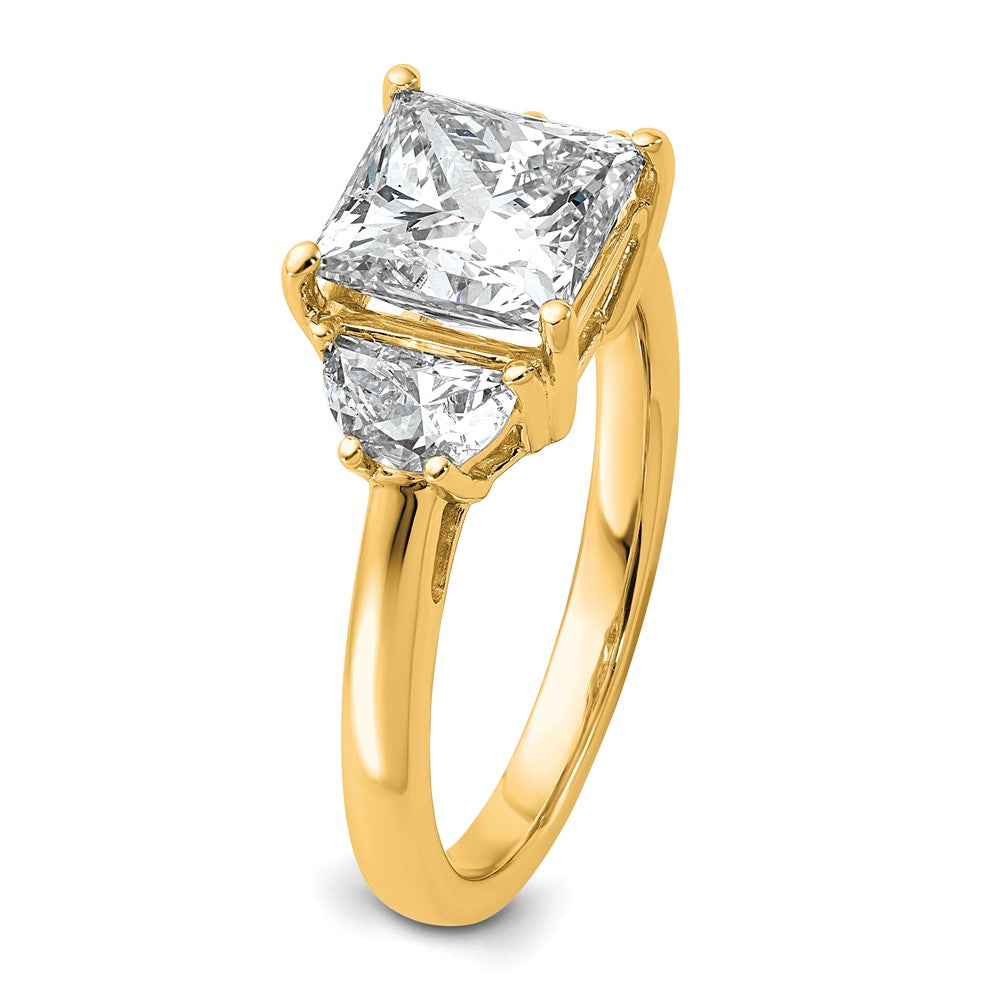 14k 5/8ct Lab Grown Dia VS/SI+ G+ 1/2 Moon 2 1/2ct Princess Semi Eng Ring
