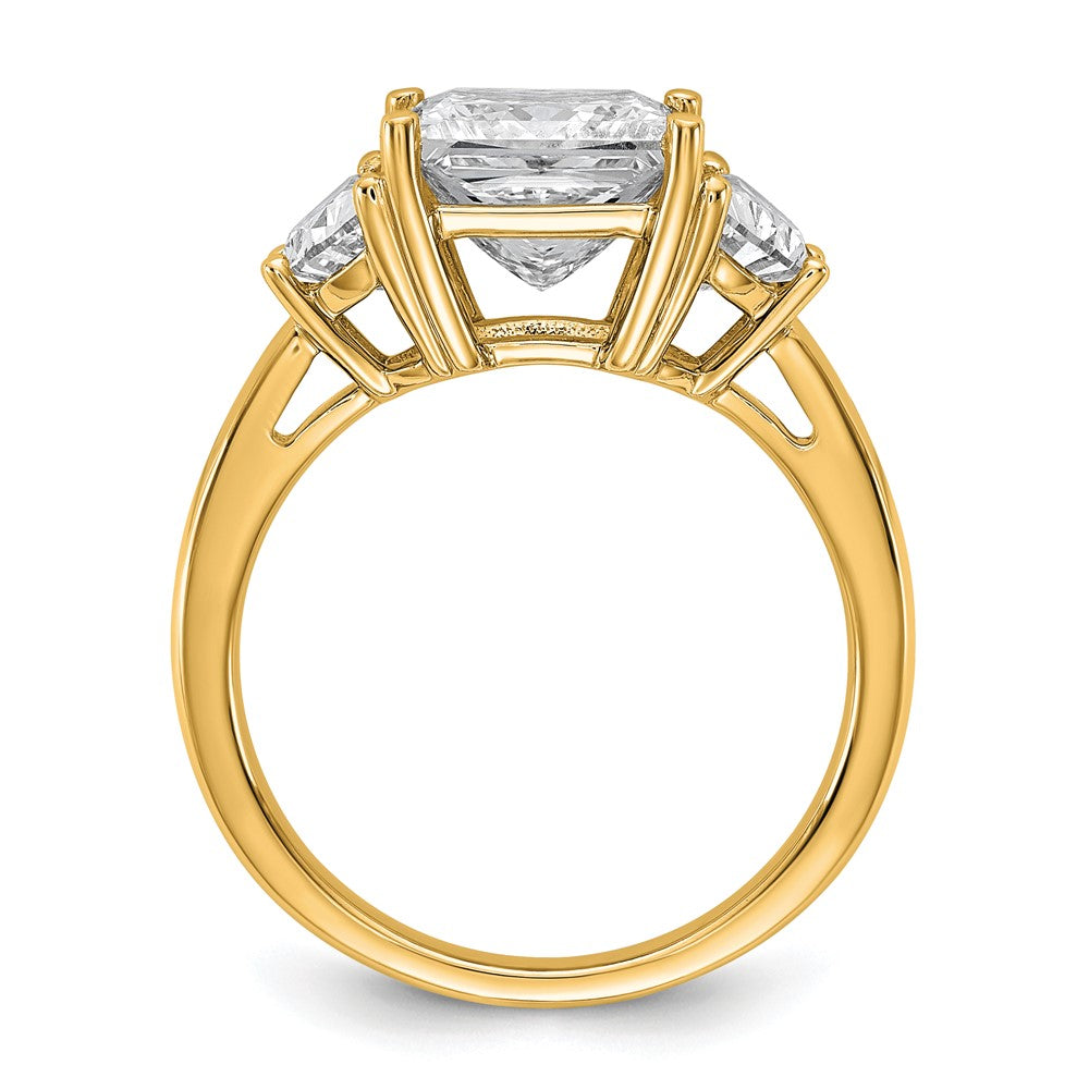 14k 4ct Cert Lab Grown Diamond VS/SI+ G+ Princess&1/2 Moon Comp Eng Ring