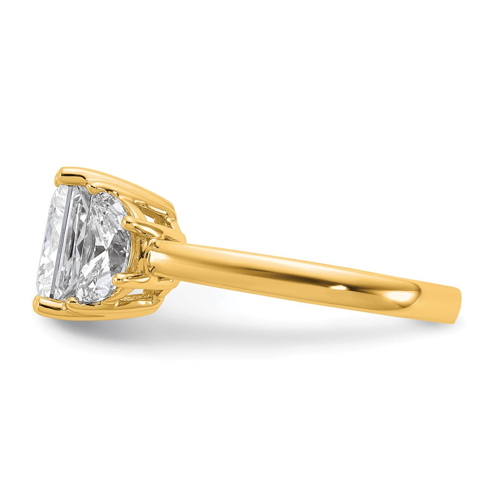 14k 4ct Cert Lab Grown Diamond VS/SI+ G+ Princess&1/2 Moon Comp Eng Ring