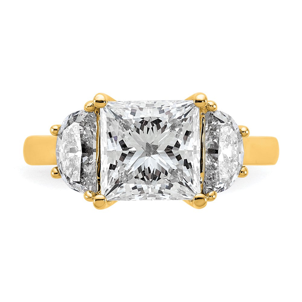 14k 4ct Cert Lab Grown Diamond VS/SI+ G+ Princess&1/2 Moon Comp Eng Ring
