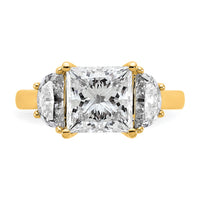 14k 4ct Cert Lab Grown Diamond VS/SI+ G+ Princess&1/2 Moon Comp Eng Ring