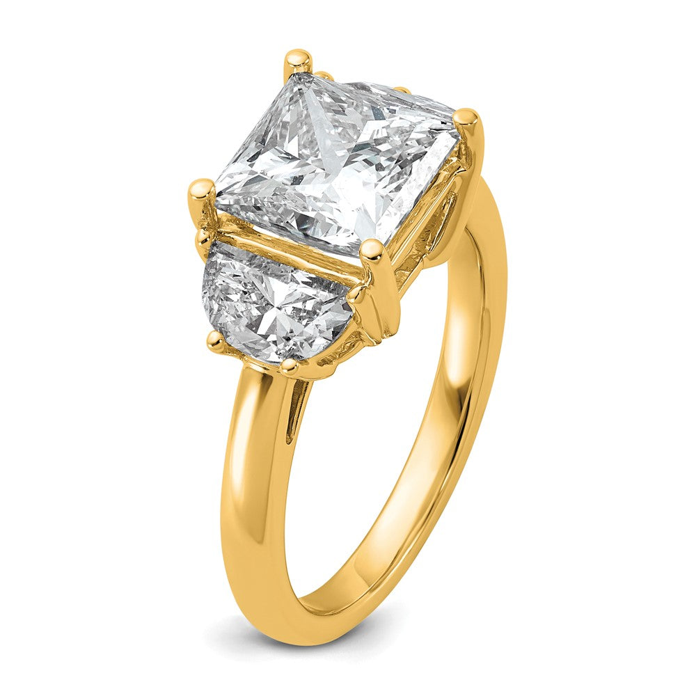14k 4ct Cert Lab Grown Diamond VS/SI+ G+ Princess&1/2 Moon Comp Eng Ring