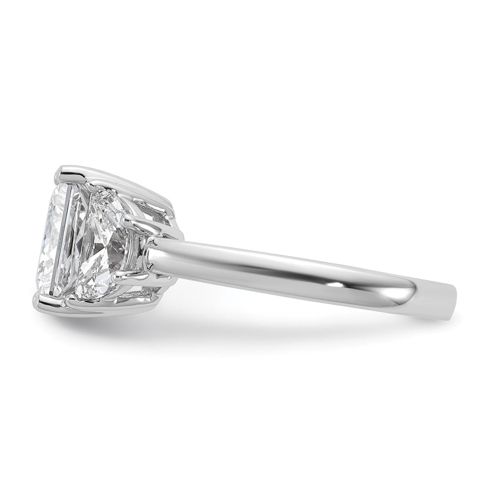14kw 1ct Lab Grown Diamond VS+ F+ 1/2 Moon 3ct Princess Semi Eng Ring