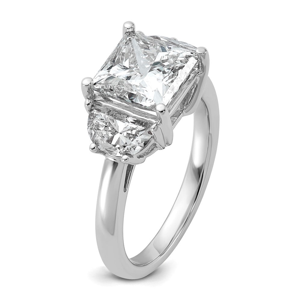 14kw 1ct Lab Grown Diamond VS+ F+ 1/2 Moon 3ct Princess Semi Eng Ring