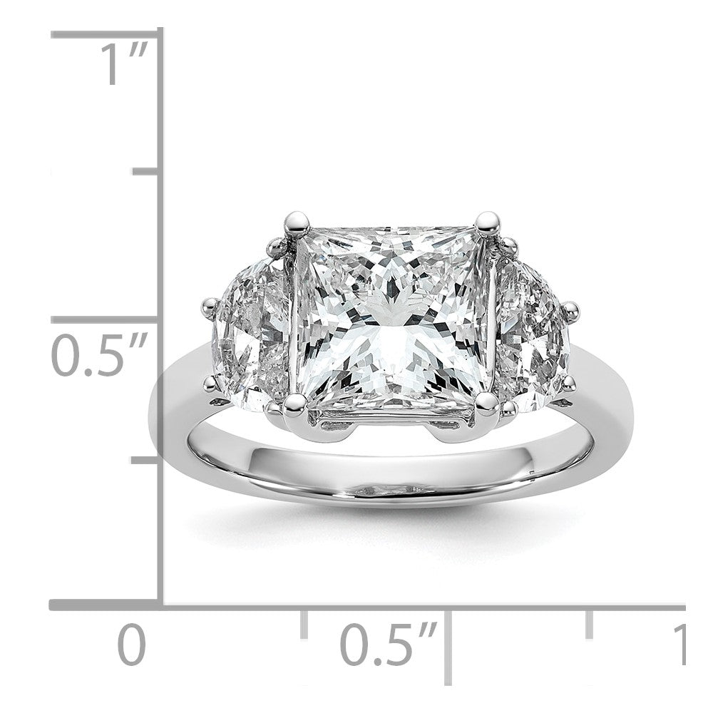14kw 1ct Lab Grown Diamond VS+ F+ 1/2 Moon 3ct Princess Semi Eng Ring
