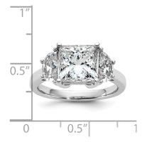 14kw 1ct Lab Grown Diamond VS+ F+ 1/2 Moon 3ct Princess Semi Eng Ring