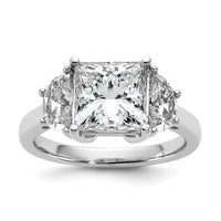 14kw 1ct Lab Grown Diamond VS+ F+ 1/2 Moon 3ct Princess Semi Eng Ring