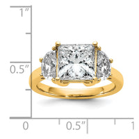 14k 1ct Lab Grown Diamond VS/SI+ G+ 1/2 Moon 3ct Princess Semi Eng Ring