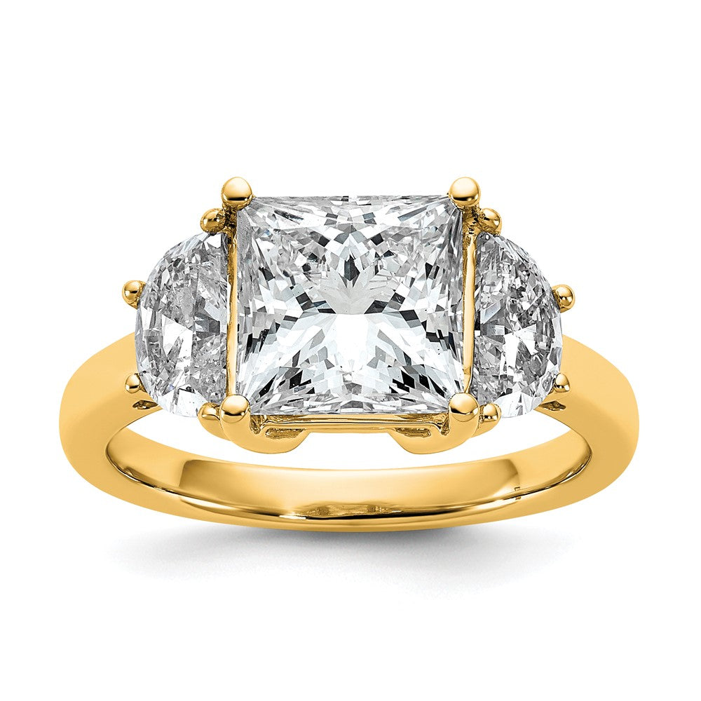14k 1ct Lab Grown Diamond VS/SI+ G+ 1/2 Moon 3ct Princess Semi Eng Ring