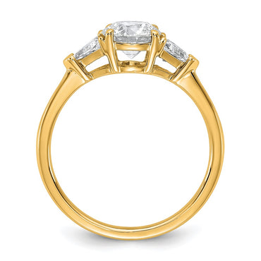 14k 1 1/2ct Cert Lab Grown Diamond VS/SI+ G+ Comp 3 Stone Eng Ring