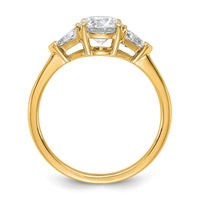 14k 1 1/2ct Cert Lab Grown Dia VS+ F+ Round/Triangle Comp 3 Stone Eng Ring