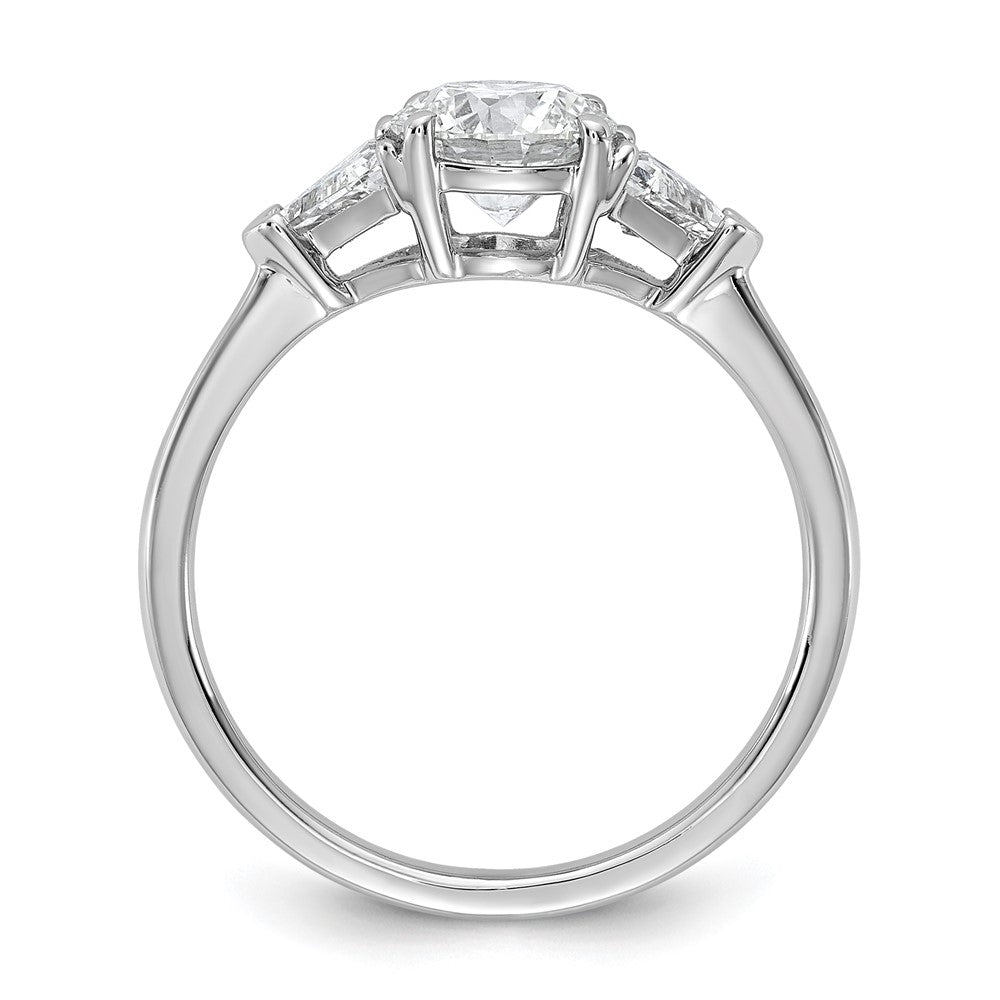 14kw 1/2ct Lab Grown Diamond VS+ F+ 1ct Round Semi 3 Stone Eng Ring