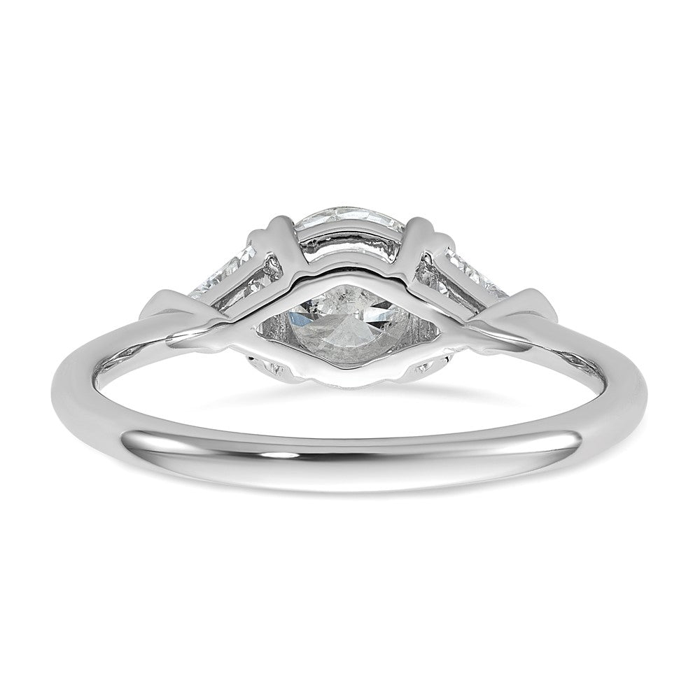 14kw 1/2ct Lab Grown Diamond VS+ F+ 1ct Round Semi 3 Stone Eng Ring