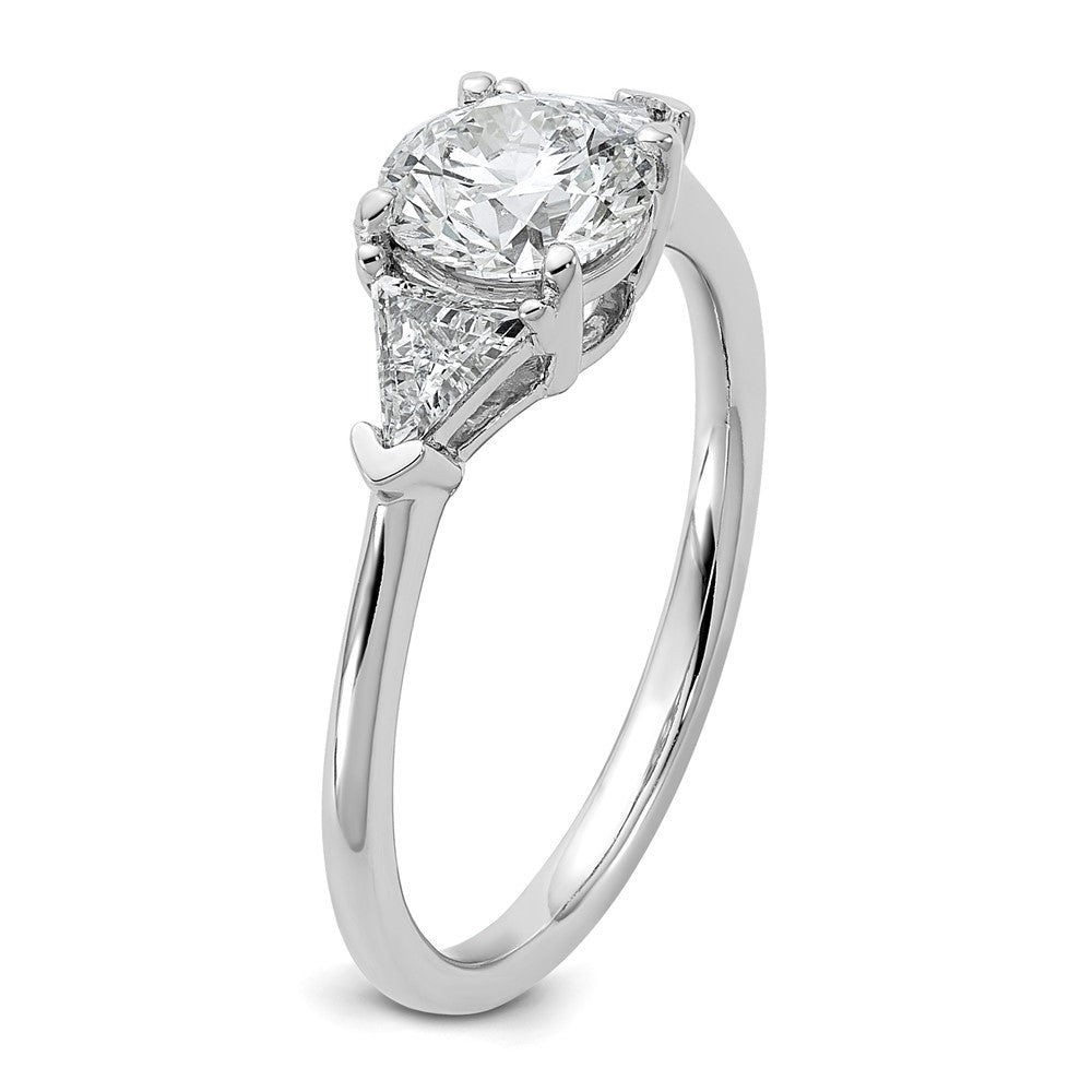 14kw 1/2ct Lab Grown Diamond VS+ F+ 1ct Round Semi 3 Stone Eng Ring